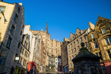 Street view of the historic old town, Edinburgh