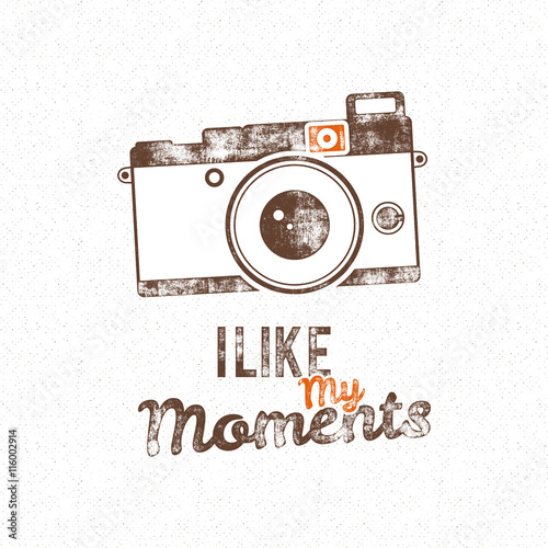 Retro Poster With Old Camera Icon And Vector Text Retro Poster With Old Camera Icon And Vector Text