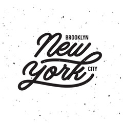 Vintage hand lettered t-shirt design. New york city text. Vector illustration.