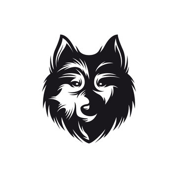 Wolf head monochrome symbol. Vector vintage illustration.