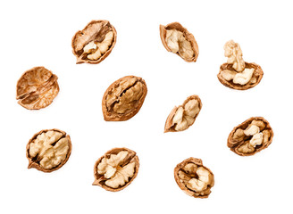 cracking walnuts on white