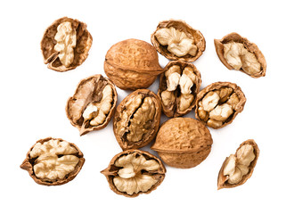 cracking walnuts on white