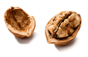 cracking walnuts on white