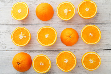 ripe oranges on white boards
