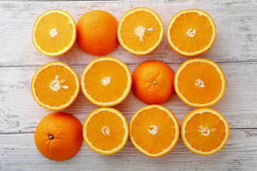 ripe oranges on white background