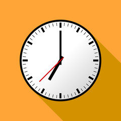 Clock icon, Vector illustration, flat design. Easy to use and edit. EPS10. Orange background with shadow.