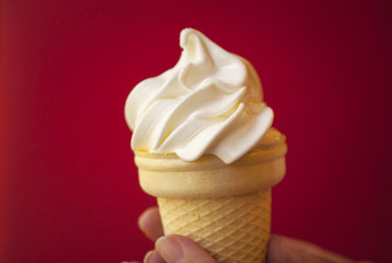 White Ice Cream on the red background
