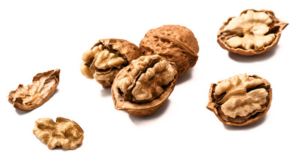 cracking walnuts on white