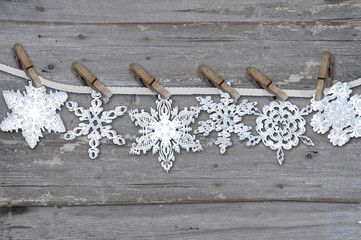  snowflake  on  wood background