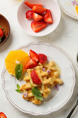 morning waffles with strawberry