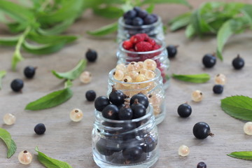 Beeren Mix in Gläschen mit Minze
