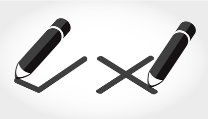 true / false icon vector , pencil writing true / false icon