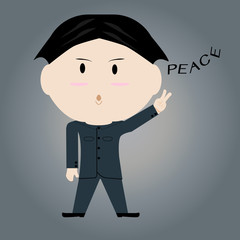 Man showing a sign of peace. Vector illustration. EPS10