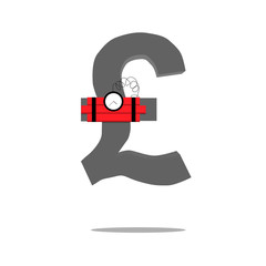 Monetary Crisis Pound Sterling Symbol. Vector illustration. EPS10