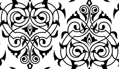 Damask seamless white and black pattern.