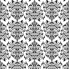 Damask seamless white and black pattern.
