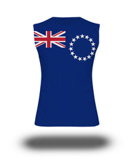 athletic sleeveless shirt with Cook Islands flag on white background and shadow