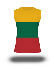 athletic sleeveless shirt with Lithuania flag on white background and shadow