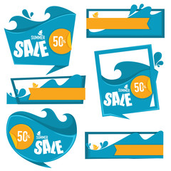 water sport and recreation emblem, banners and stickers on white