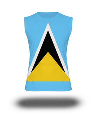 athletic sleeveless shirt with Saint Lucia flag on white background and shadow