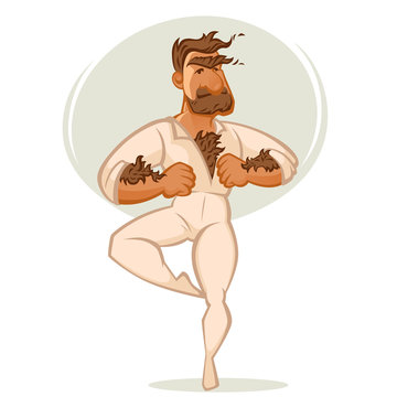 Mach Ballet Danser, Vector Cartoon Man Portrait