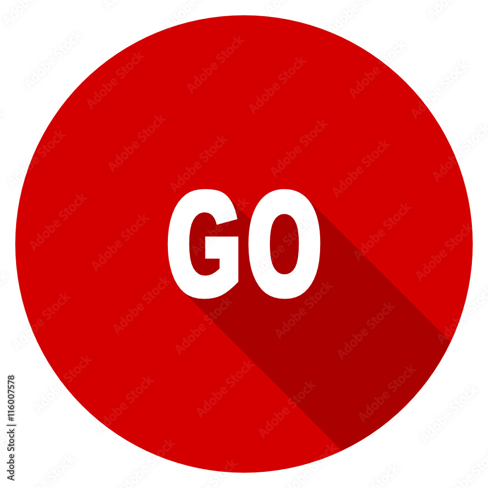 Poster Flat design red round go vector icon