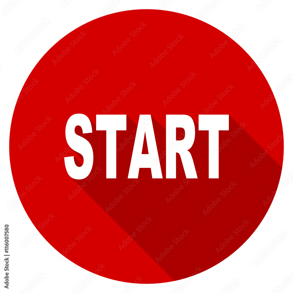 Poster flat design red round start vector icon