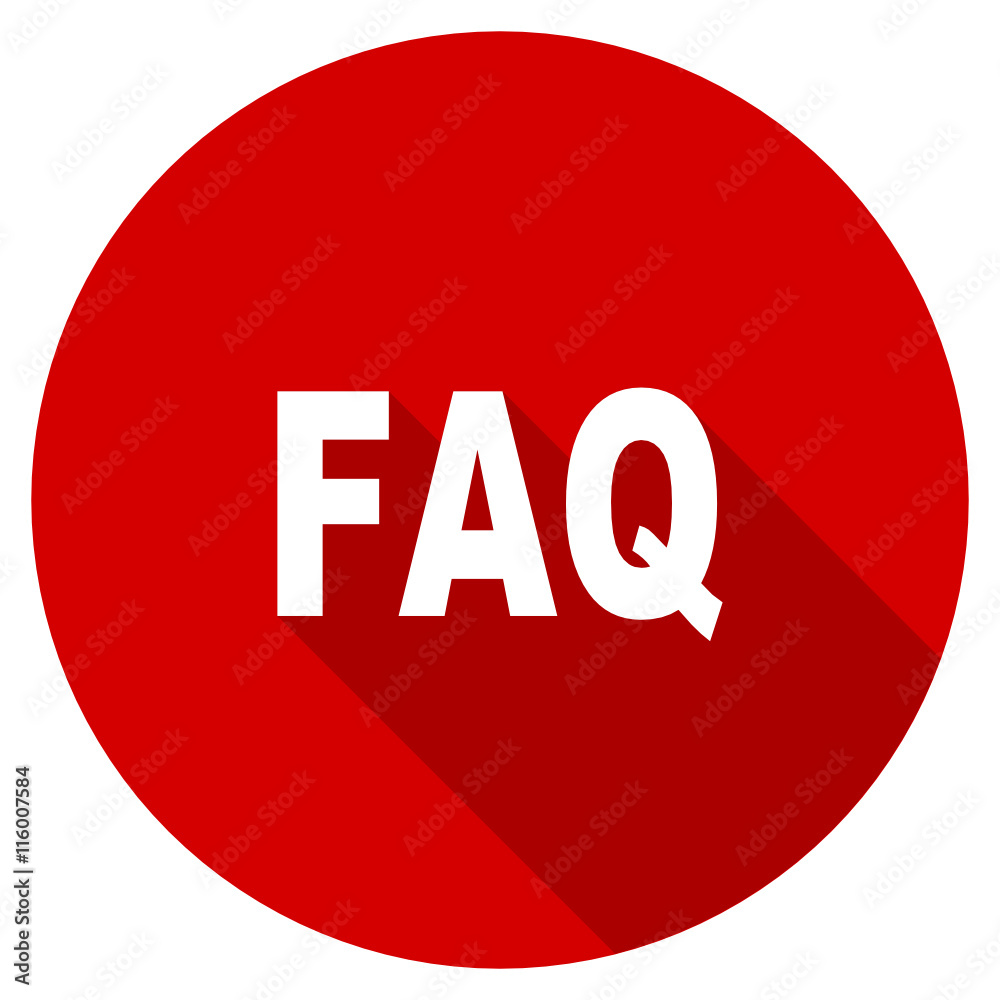 Poster Flat design red round faq vector icon