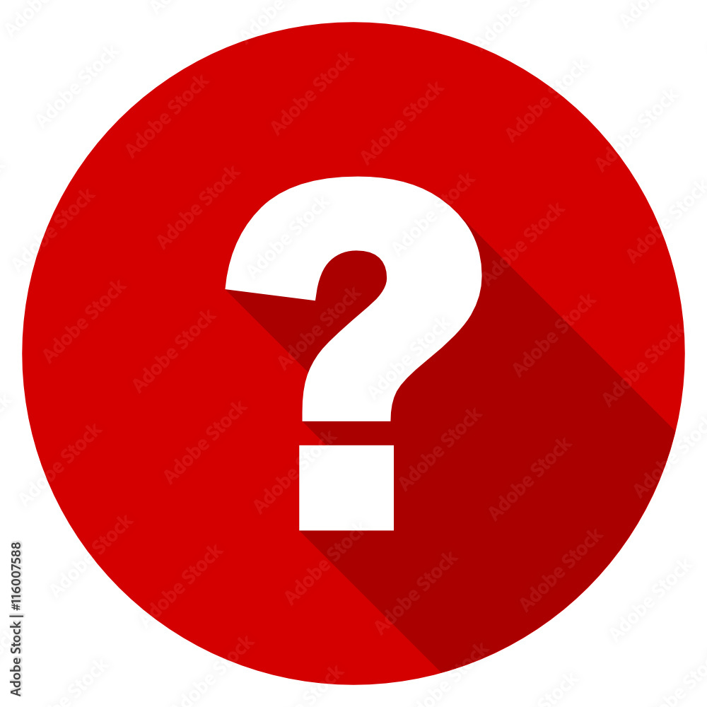 Poster Flat design red round question mark vector icon