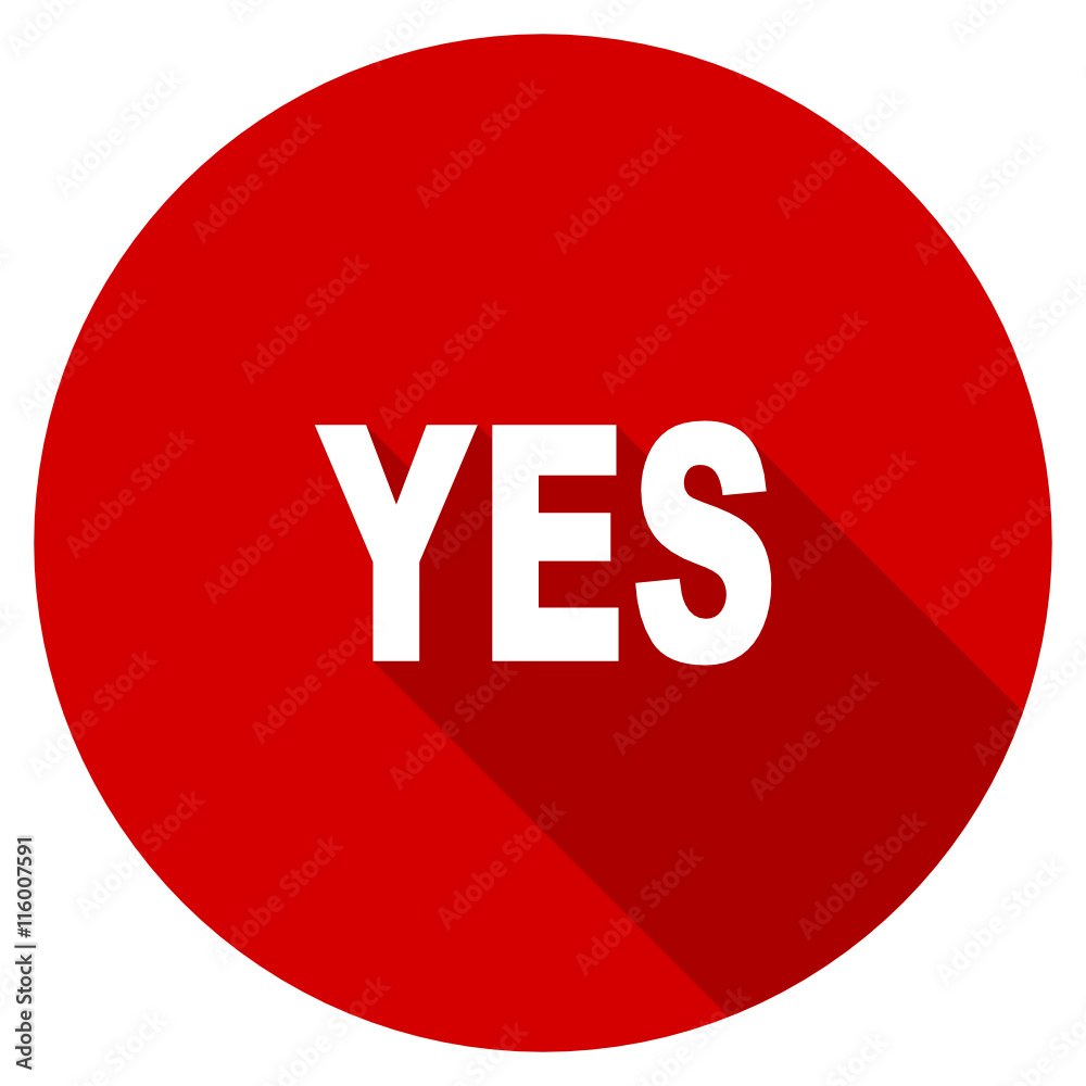 Poster flat design red round yes vector icon