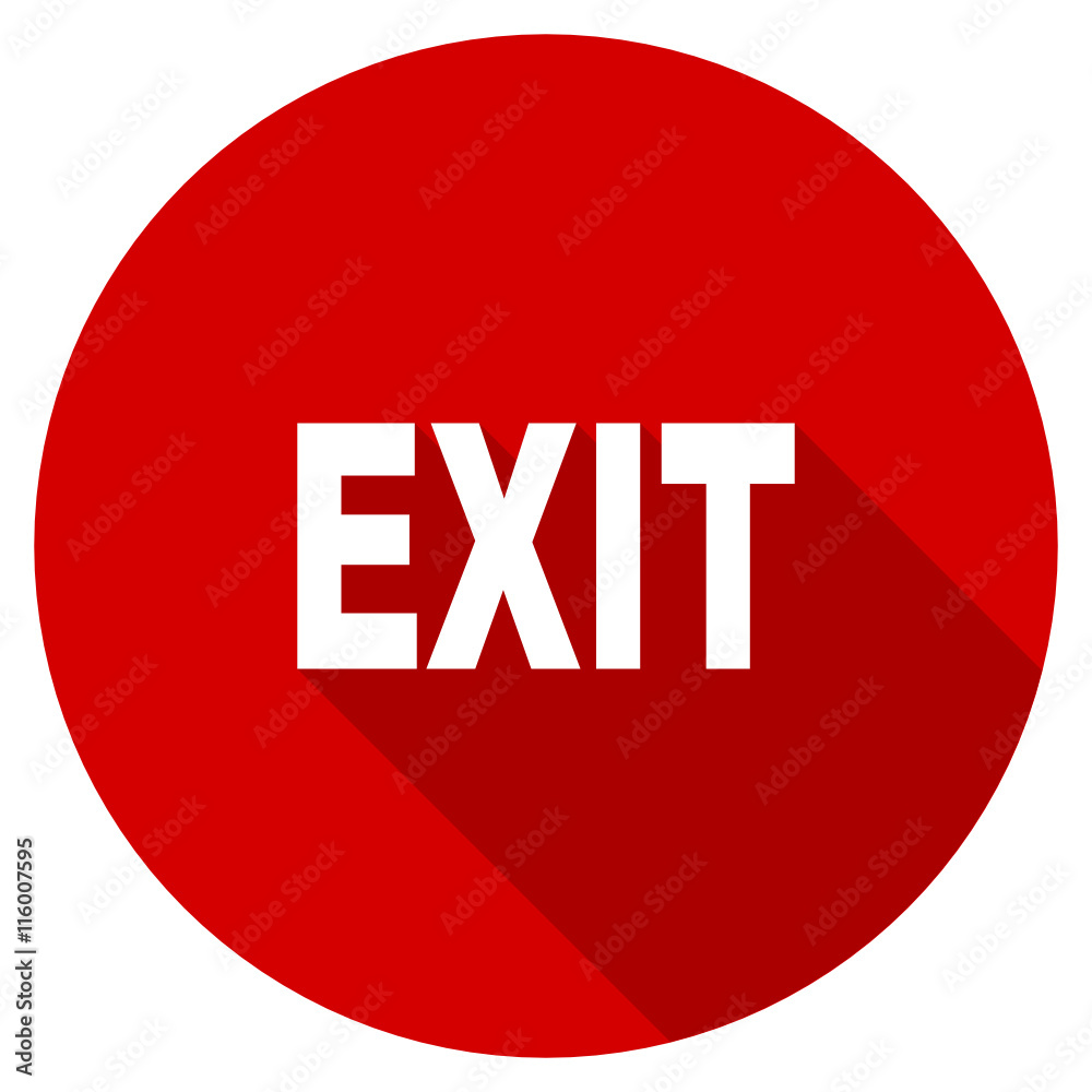 Poster flat design red round exit vector icon
