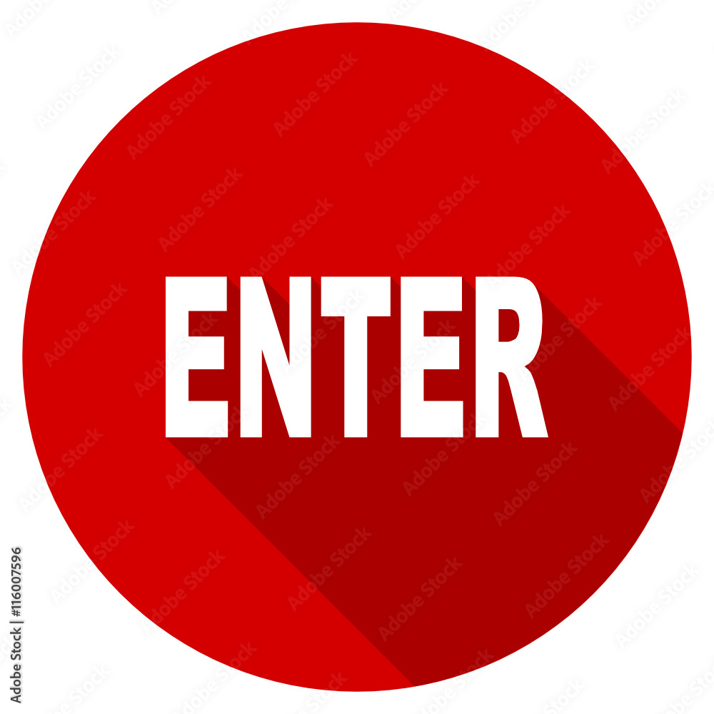 Aufkleber flat design red round enter vector icon