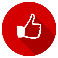 Flat design red round like vector icon