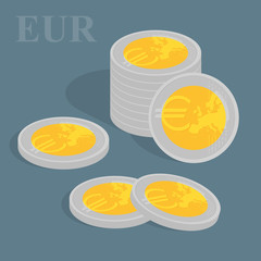 Euro coins. Vector illustration.