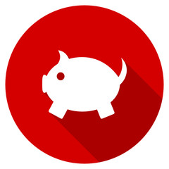 Flat design red round piggy bank vector icon