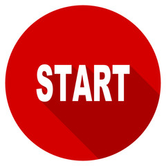 Flat design red round start vector icon