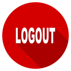 Flat design red round web logout vector icon