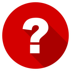 Flat design red round question mark vector icon