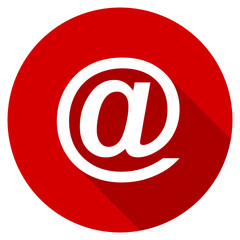 Flat design red round web e-mail vector icon