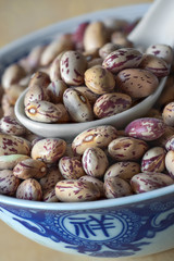 Getrocknete Sojabohnen in chinesischer Schale