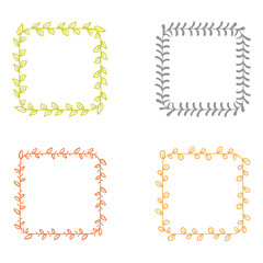 Set of four hand drawn floral frames.