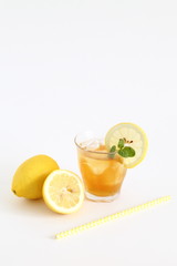 Glass of iced tea with lemon