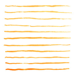 Watercolor stripes strokes orange vector brushes