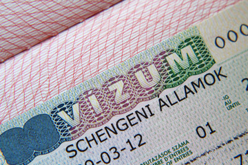 Schengen visa in passport 