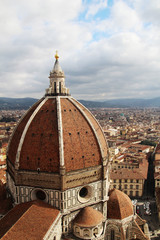 View of the cupola of Il Duomo Cathedral from Campanile tower, Florence 