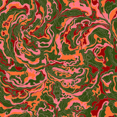pattern with the image texture of smoke red, green, orange and pink shades. Vector