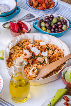 seafood and rice traditional spanish paella