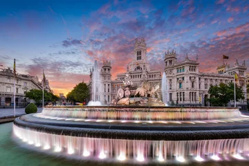 Stickers pour porte Fontaine Fontaine et palais de Madrid Espagne