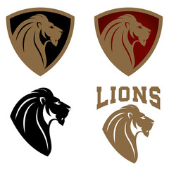 Set of emblems templates with lion head.