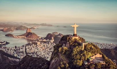 Poster Luchtpanorama van Botafogo Bay en Sugar Loaf Mountain, Rio de Janeiro © marchello74